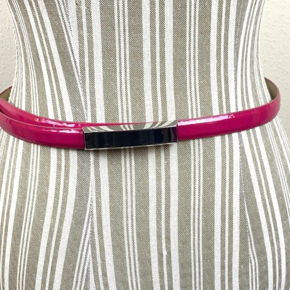 New York & Company Pink Belt Adjustable Silver Buckle Skinny Waist Cinch Size S